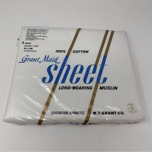Grant Maid Vintage NWT Muslin Flat Sheet White Full Double Size